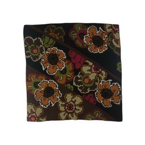 BAYRON Black/Brown Floral Silk Scarf  34.5”/ 34" EC